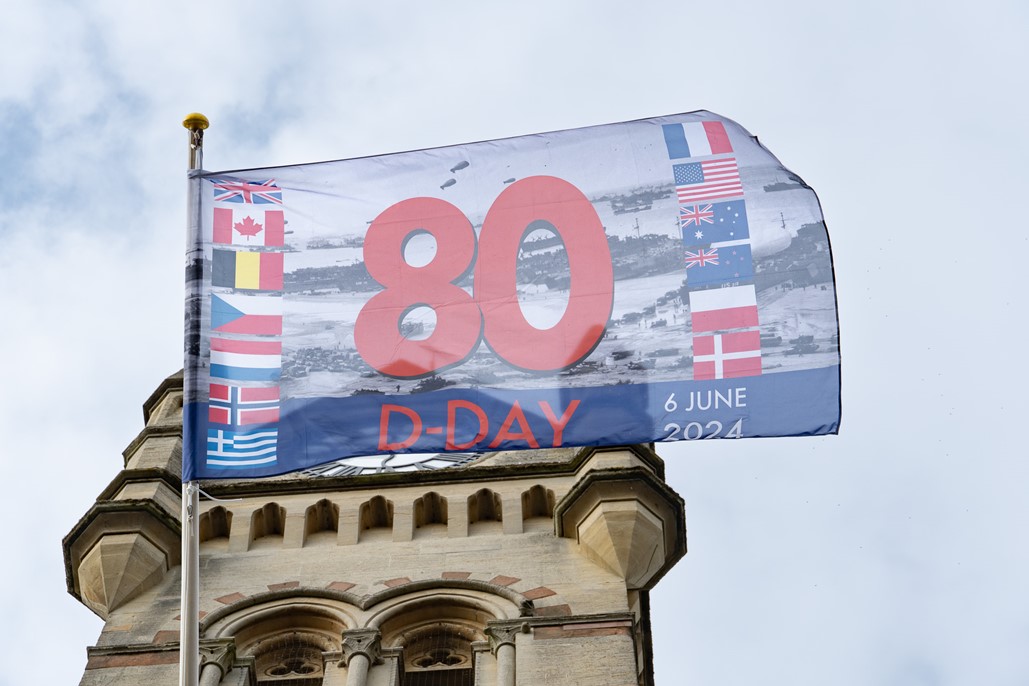 D-Day Flag of Peace at Guildhall Winchester
