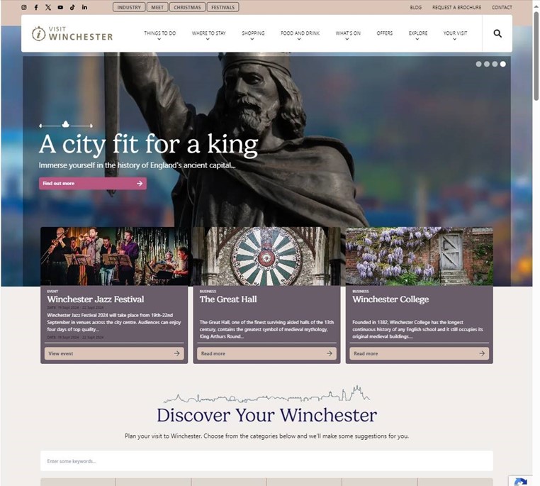 The new Visit Winchester website