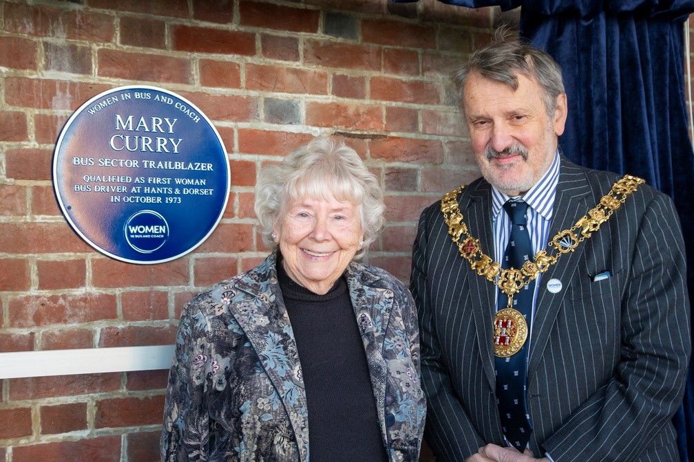 Mary Curry with the Mayor of Winchester Cllr Russell Gordon-Smith